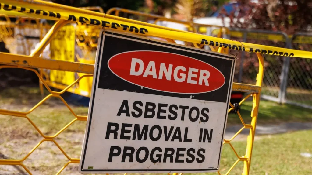 Danger-Asbestos removal in progress sign